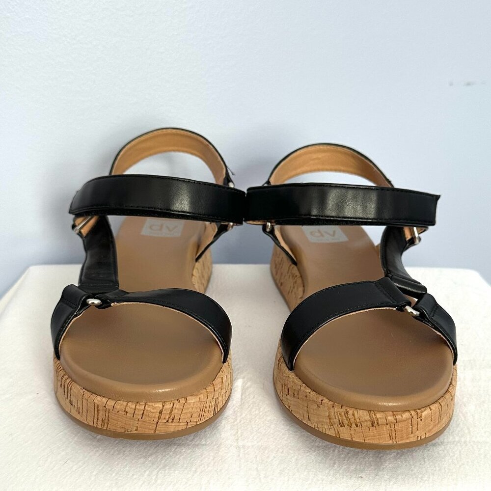 DV Dolce Vita Women’s Saedey Velcro Cork Platform Sandals 8 Black Adjustable - Picture 3 of 9